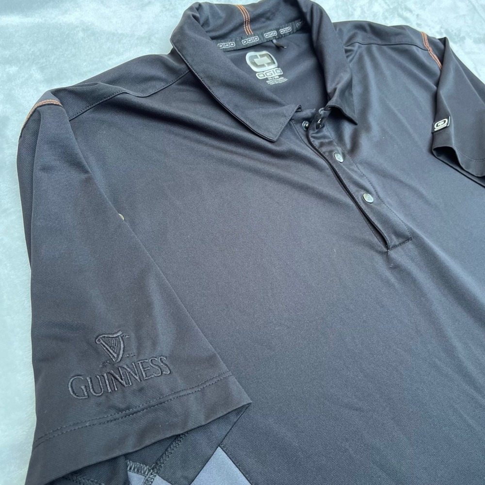 OGIO Guinness Golf Polo Shirt Mens 2XL Black Performance Short Sleeve Mesh Logo